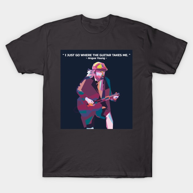 Abstract Angus Young and his quotes in WPAP T-Shirt by smd90